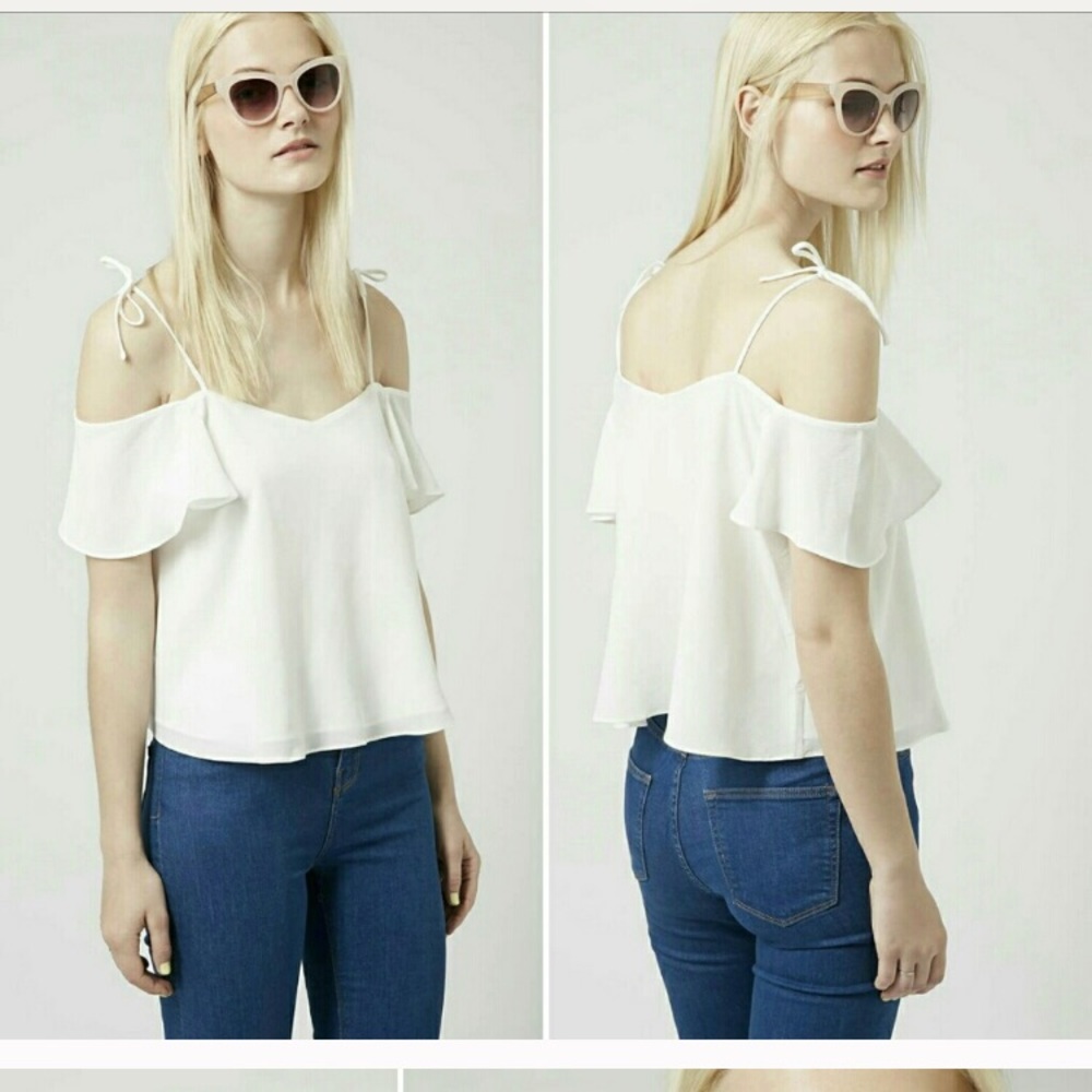 Topshop tie strap Bardot Top